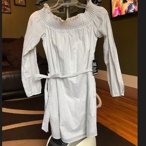 White and black striped dress